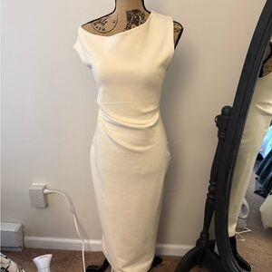 Zara One Shoulder Cream Dress